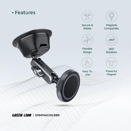 قاعدة جوال سيارة هالو ماج سيف 2 من جرين ليون - أسود