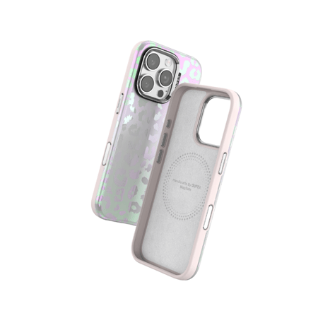 كفر حماية بتصميم جلد النمر نسائي وخاصية الماج سيف - أبيض