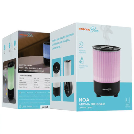 مبخرة Porodo Blue Noa Aroma مع أضواء ملونة - أسود
