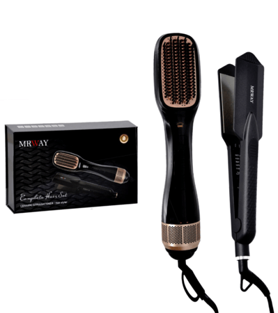 طقم تصفيف و تمليس الشعر 2*1 مروي أسود