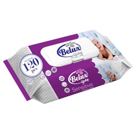 مناديل بيلوكس بيبي سينسيتف المبللة بخلاصة الكريم المرطب-120 منديل