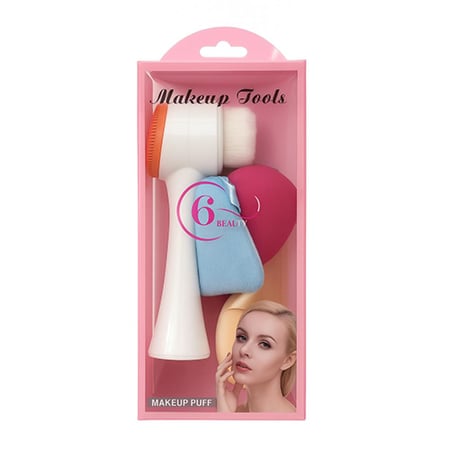 طقم أدوات تنظيف وتطبيق المكياج 4 في 1