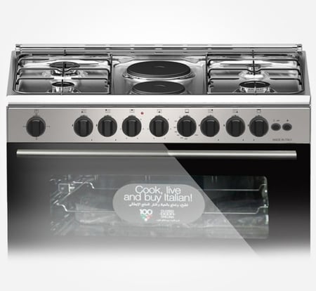 فرن بومباني 60*90 غاز و كهرباء 4 شعلات غاز 2 عيون حجرية – ESSENTIAL90GG42IX