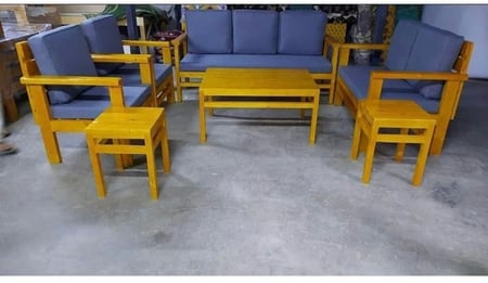 طقم جلسة خشب لسبع أشخاص (مربع)