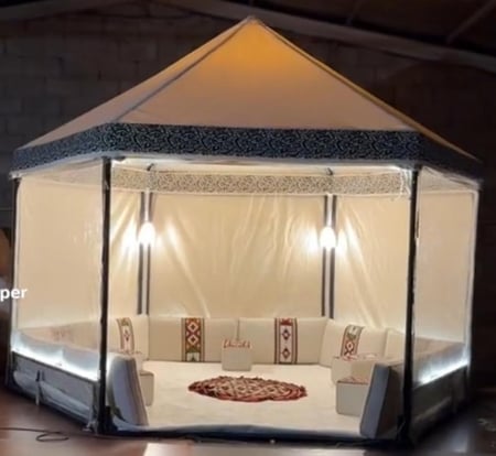 خيمة سداسية 3*3 مع الاثاث