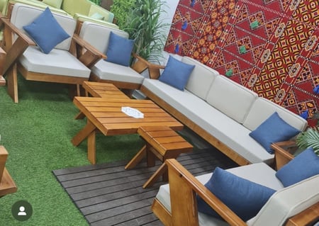 طقم جلسة خشب7 اشخاص(ضرب)