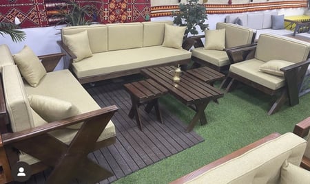 طقم جلسة خشب7 اشخاص(ضرب)