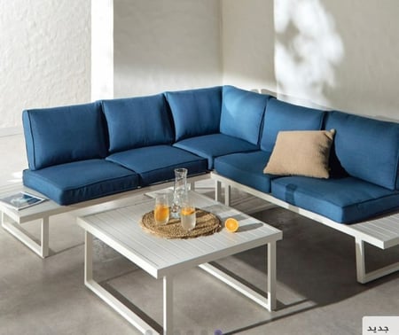 جلسة خارجية حرف L مقاس 6 متر+ طاولة وسط