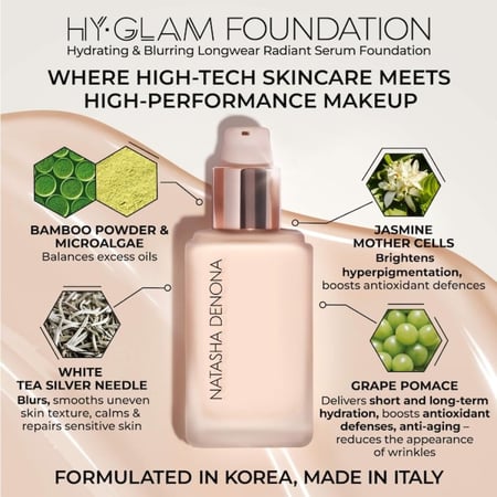 NATASHA DENONA  Hy-Glam Foundation Hydrating & Blurring Luminous Longwear Serum Foundation