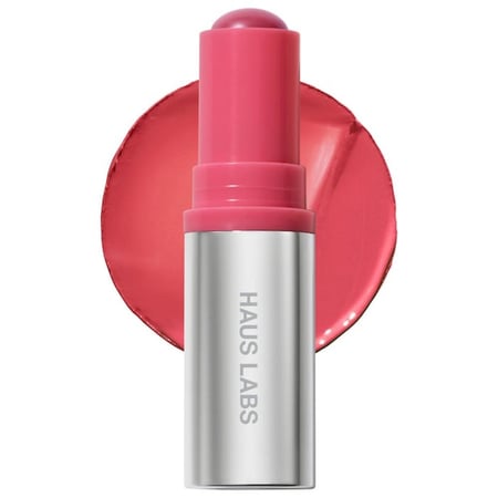 HAUS LABS Color Fuse Longwear Hydrating Glassy Lip + Cheek Blush Balm Stick - Glassy Rosette
