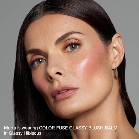 HAUS LABS Color Fuse Longwear Hydrating Glassy Lip + Cheek Blush Balm Stick  - Glassy Hibiscus