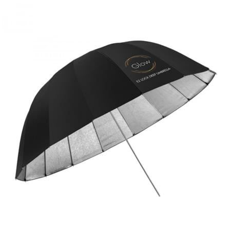 قلو ايزي لوك مظلة فيبرجلاس فضية كبيرة (51 بوصة) Glow Easy Lock Large Deep Beaded Silver Fiberglass Umbrella (51")