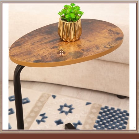 طاولة خدمة السطح خشب والقاعدة حديد لون أسود