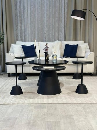 طقم طاولة ضيافة مودرن 6 قطعه فخمة سطج خشب  سنديان