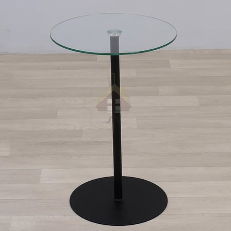 طاولة خدمة السطح زجاج شفاف والقاعدة حديد لون أسود