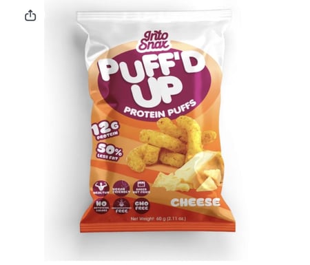 رقائق إنتو سناكس المنتفخة بنكهة الجبن والبروتين 60 غرام