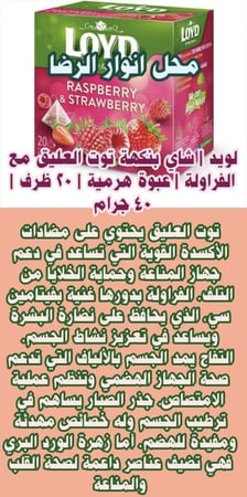 لويد | شاي بنكهة توت العليق مع الفراولة | عبوة هرمية | 20 ظرف | 40 جرام