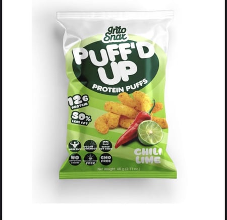 رقائق بروتين إنتو سناكس المنتفخة بنكهة الفلفل الحار والليمون 60 غرام