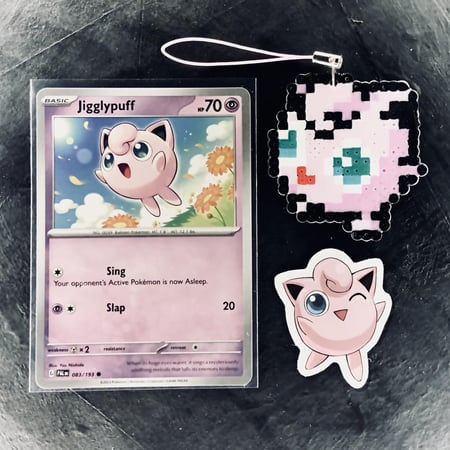 ميدالية جيجليبوف صناعة يدوية Jigglypuff Retro Pixel Keychain Charm Handmade