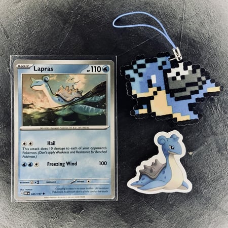 ميدالية لابراس صناعة يدوية Lapras Retro Pixel Keychain Charm Handmade