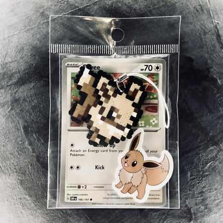 ميدالية إيفي صناعة يدوية Eevee Retro Pixel Keychain Charm Handmade