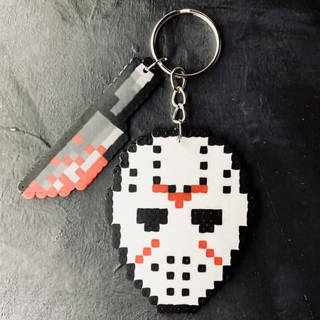 ميدالية جيسون صناعة يدوية Jason Voorhees Keychain Charm Handmade