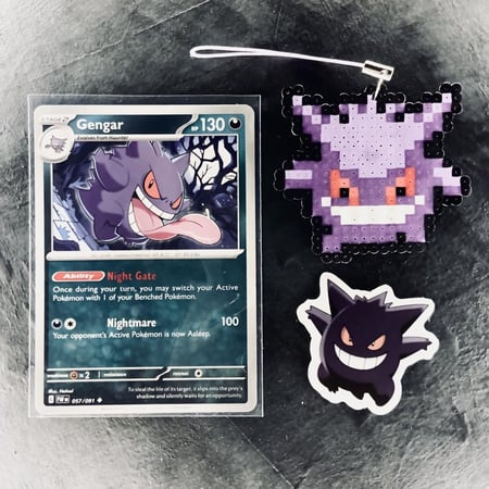 ميدالية جينجار صناعة يدوية Gengar Retro Pixel  Keychain Charm Handmade