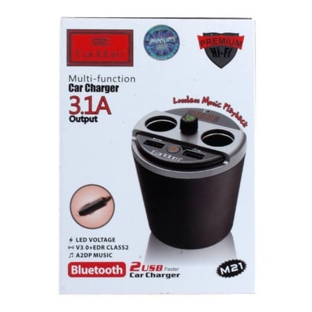 شاحن جوال مدخل ولاعة للسيارة مع ميزات عديدة موديل M21