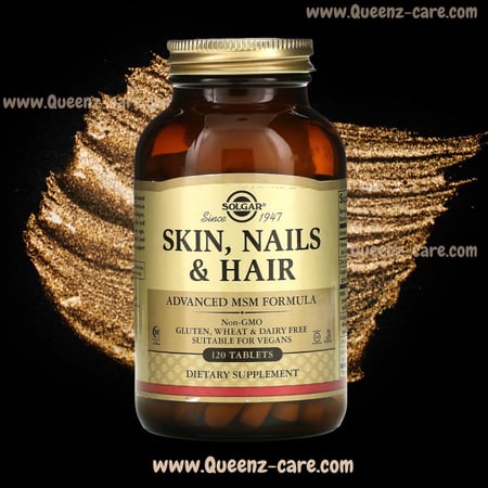 فيتامين الشعر والاظافر من سولغار solgar  معززة ببودرة الكبريت MSM  عبوة 120 حبة