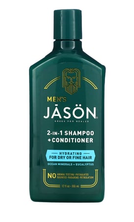 شامبو  مرطب للرجال 2 في 1 شامبو مع بلسم للشعر الجاف او العادي بمعادن البحر والايكولبتس من Jason حجم 355 مل