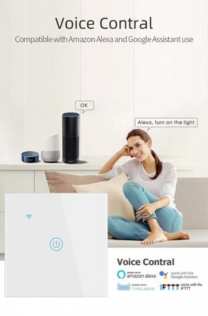 مفتاح لمس احادي ذكي أبيض