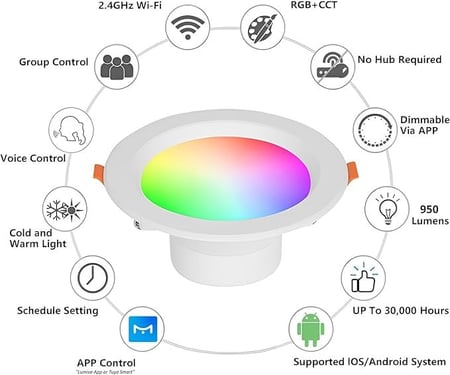 لمبة أسقف ليد متعددة الألوان 6 انش