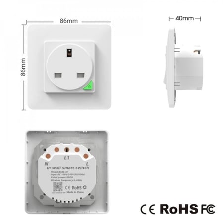 فيش كهرباء جداري ذكي -اللون أسود