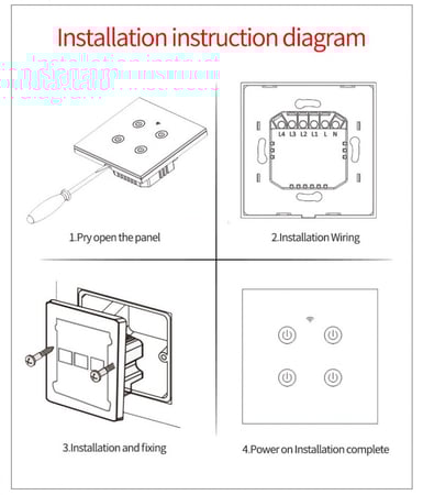 مفتاح لمس رباعي ذكي أسود