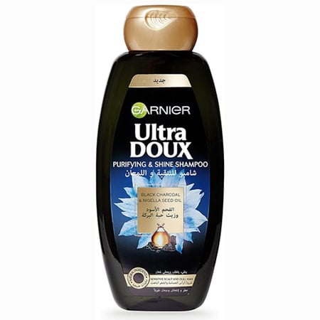 غارنييه ألترا دو شامبو للتنقية واللمعان بالفحم الاسود وزيت حبة البركة 400مل