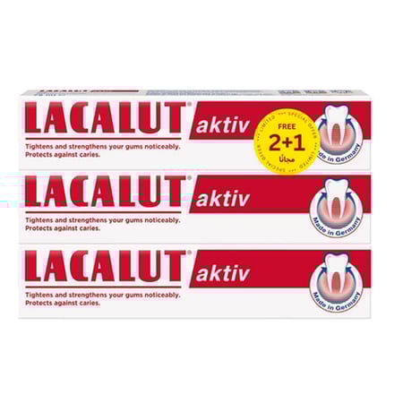 لاكالوت معجون اسنان اكتيف 75 مل 2+1 مجانا