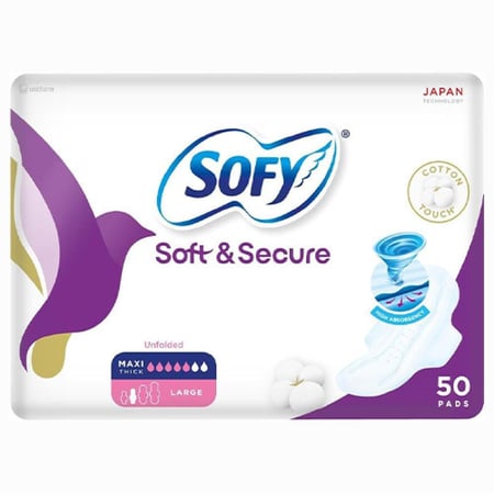 سوفي حفائض نسائية - ماكسي مضغوطة - كبير بالاجنحة - 50 حفاضة