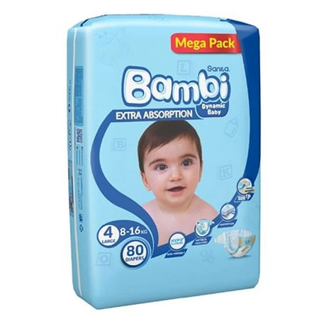 سانيتا بامبي حفائض مقاس 4 عبوة 80 حفاضة