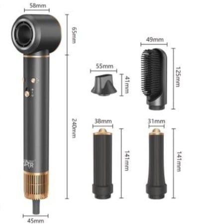 ويننج ستار مجفف الشعر , مزود بنظام حماية من السخونة الزائدة , تجفيف سريع وفعّال , 2 إعداد للحرارة , 1300 واط , اسود , م/ ST-5834