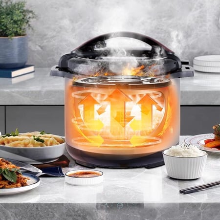 ويننج ستار , قدر ضغط , سعة 10 لتر , ديجيتال , 14 وظيفة , ملحقات ملعقة و كوب قياس , من الاستانلس ستيل , 1350 واط , اسود فضي , م/ ST-9336