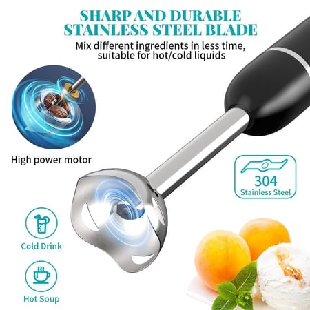 ويننج ستار خلاط يدوي , 2 في 1 الخلط و الهرس , شفرات فولاذية , سرعتان , 400 واط , اسود , م/ ST-5553