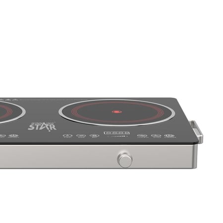 ويننج ستار سطح كهربائي , عدد 2 عين , زجاجي تحكم باللمس , مؤقت , حماية من السخونة الزائدة , 1800 واط , اسود , م/ ST-9676