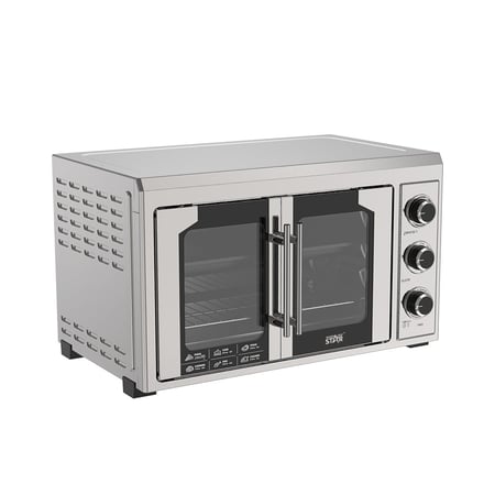 ويننج ستار ، فرن كهربائي , سعة 45 لتر , باب فرنسي زجاجي , صينية خبز , صينية بيتزا , شواية دوارة , إضاءة داخلية , 2000 واط , فضي