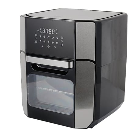 ويننج ستار , قلاية هوائية , سعة 12 لتر , ديجيتال , مع شواية وسلة طعام مقاومة للالتصاق , 1800 واط , اسود فضي , م/ ST-9686