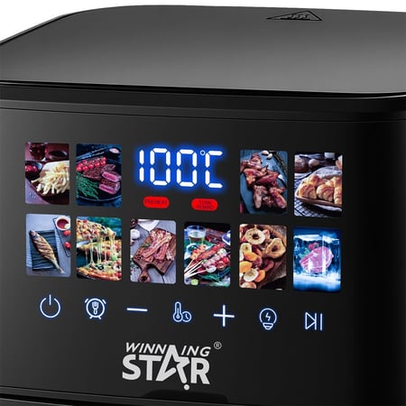 ويننج ستار , قلاية هوائية , سعة 4.5 لتر , ديجيتال , سلة طعام مقاومة للالتصاق , 1400 واط , اسود فضي , م/ ST-9696