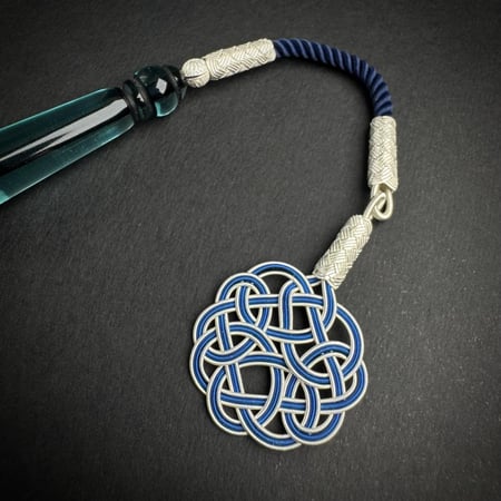 تركوازي بتخريم اسود  - طربزونة وفواصل فضة