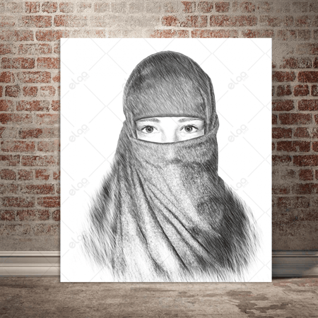 (MDF) لوحة جدارية المرأة العربية في الحجاب التقليدي