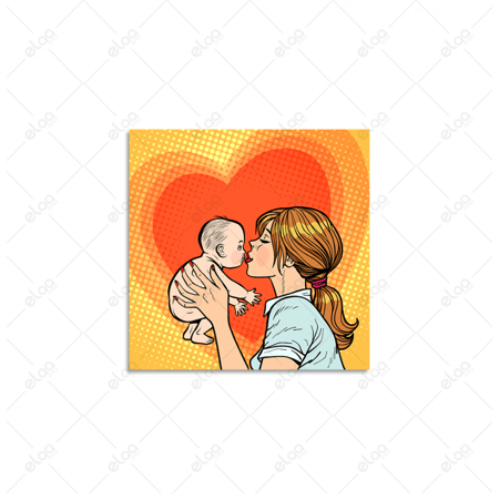 لوحة فنية أم تقبل طفلها