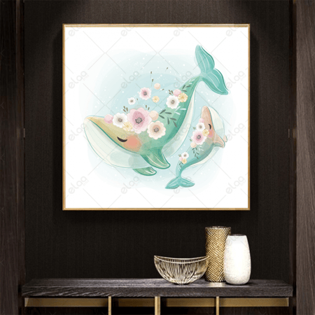 لوحة فنية سمكة وطفلها