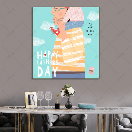 لوحة فنية أب يحمل طفله